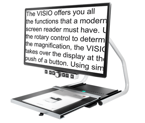 Bild des modernen 24 Zoll Full HD-Bildschirmlesegeräts Visio 24 mit Beispieltext